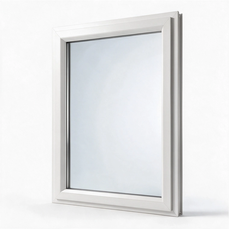 White aluminium window frame with glass