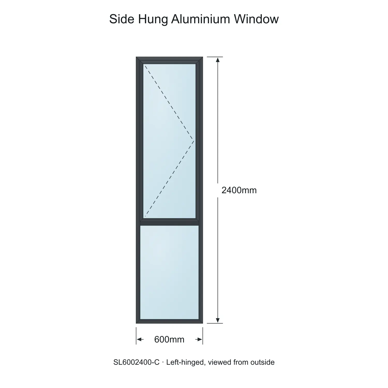 side hung aluminium window c44 75 mm sidelight sl6002400 c 600 x 2400 mm measurements